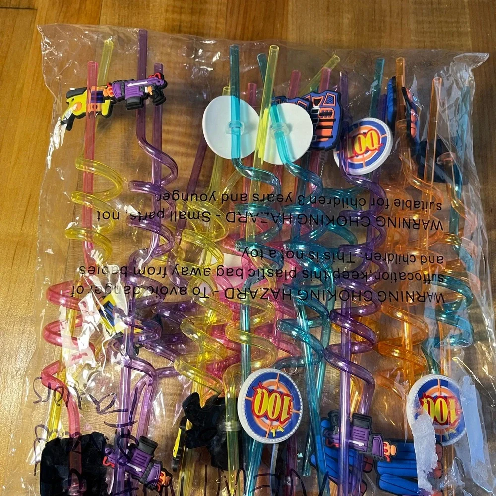 Nerf Colorful Spiral Straws Set of 25